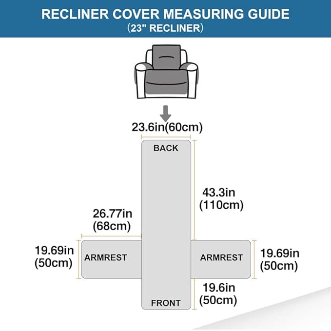 Easehomey Waterproof Recliner Chair Cover,Non-Slip Recliner Cover with Two Pockets Elastic Straps Slip Covers for Recliners with Arms Washable Reclining Chair Cover Furniture Protector(Wine Red,23.6")