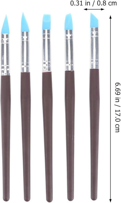 BESTonZON 5pcs Artist Paint Brush Set Silicon Brushes for Painting Masking Fluid Clay Molding, Silicone Sculpting Tools Clay Carving Tools Paint Color Silicone Brush Matching Tool for DIY Handicraft