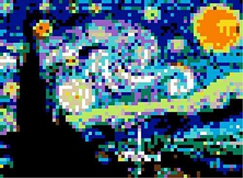 Huge Mosaic Puzzle Poster Kits | Group Project | No Mess Paint by Sticker | Stay at Home Activity | Classroom | One Sticker at a Time! | Large Starry Night | Learning Fun | 40” X 36” Giant Poster