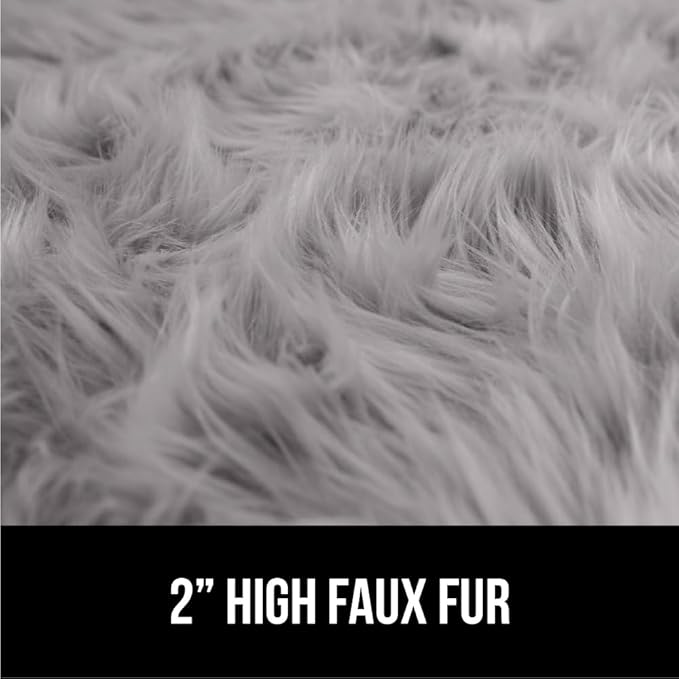 Gorilla Grip Fluffy Faux Fur Rug, Machine Washable Soft Furry Area Rugs, Rubber Backing, Plush Floor Carpets for Baby Nursery, Bedroom, Living Room Shag Carpet, Luxury Home Decor, 3x5, Gray