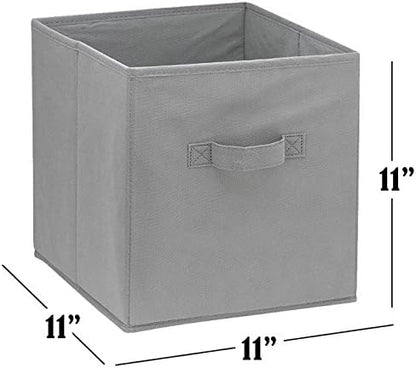 Handy Laundry Foldable Cube Storage Bins - 6 Pack - Decorative Fabric Storage Cubes are Collapsible & Great Organizer for Shelf, Closet or Underbed. Convenient for Clothes or Kids Toy Storage (Grey)