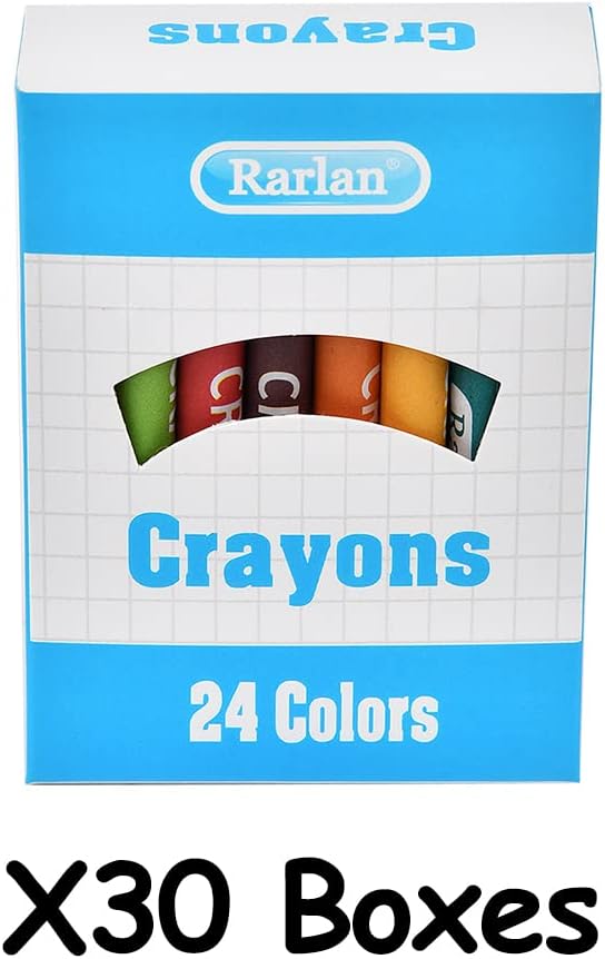 Crayons Bulk, 30 Crayon Packs with 24 Assorted Colors, 720 Count Crayons