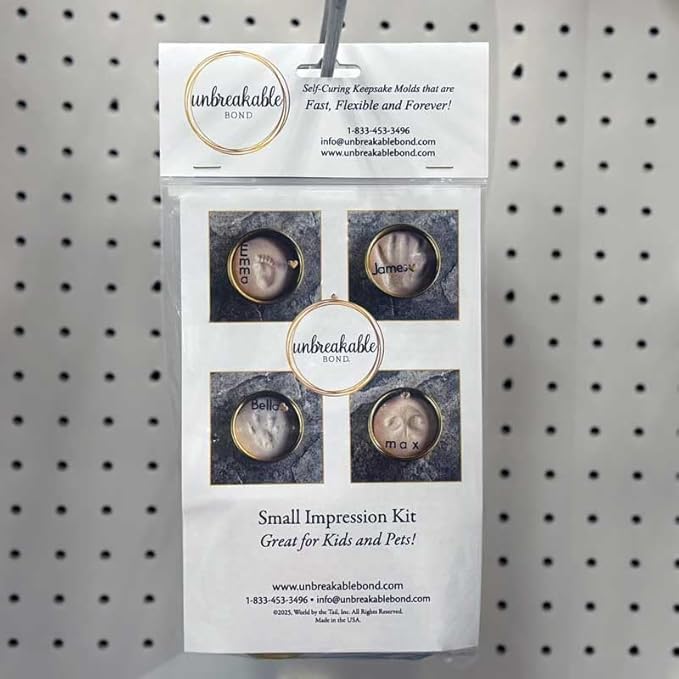 Unbreakable Bond Impression Kit, Self-Curing Keepsake Molds with Gold Display Tin, Two-Part Molding Putty, No Baking Required (Small)