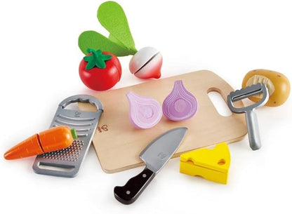 Hape Cooking Essentials Toy | Play Food Cutting Vegetables Set for Kids, Wooden Food Kitchen Accessory Toys