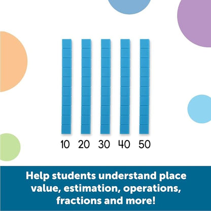 Learning Resources Plastic Base Ten Rods, Set of 50, LER0925