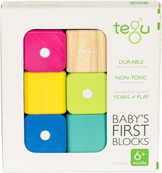 Tegu 6 Piece Magnetic Baby’s First Building Blocks, Tints