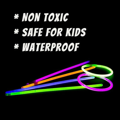 Mystical Fire 8" Glow Stick Bracelets (Pack of 100 Assorted) Glow in the Dark Sticks, Light Up Party Favors. Neon Bracelets And Necklaces With Connectors Great For Party Decorations