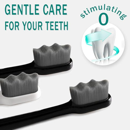 GoldDawn Extra Soft Toothbrush for Sensitive Teeth and Gums， Micro Fur Manual Toothbrush with 20000 Ultra Soft Bristle, Excellent Cleaning Effect， Perfect for Adults & Kids (6 Pack Gray Bristles)