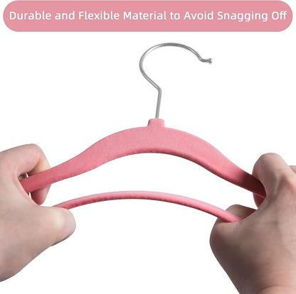 GoodtoU Kids Velvet Hangers,30 Pack Baby Hangers for Closet Non Slip Velvet Clothes Hangers Coat Hangers for Toddler Children Infant Hanger (Pink 30Pack)