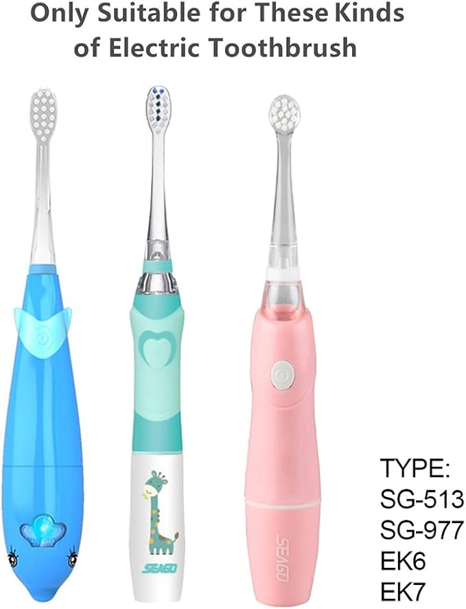 SEAGO Toothbrush Replacement Heads - SG977 SG513 - SEAGO Kids Toothbrushes Heads for Toddlers - Compatible with SEAGO Electric Toothbrushes Kids (White, 4-Pack) (White, 1 Count (Pack of 4))