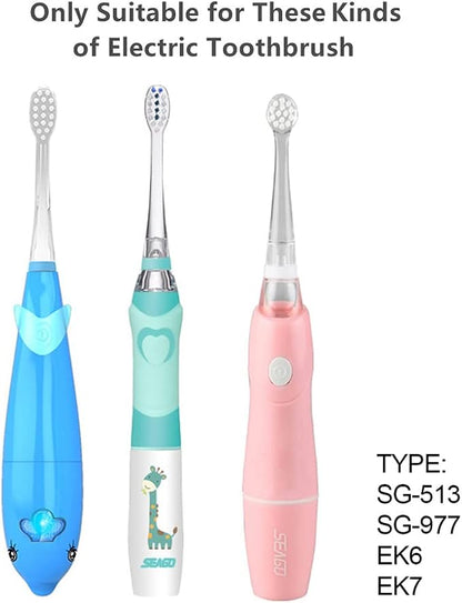SEAGO Toothbrush Replacement Heads - SG977 SG513 - SEAGO Kids Toothbrushes Heads for Toddlers - Compatible with SEAGO Electric Toothbrushes Kids (White, 4-Pack) (White, 1 Count (Pack of 4))