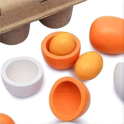 Sportsvoutdoors 6PCS Egg Kitchen Toys, Wooden Toy Food, Kids Play Food Cooking DIY Kitchen Pretend Play Food Set, Easter Eggs