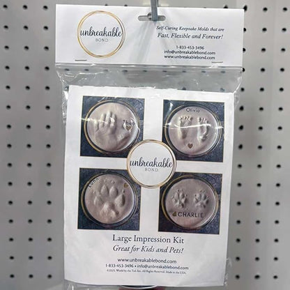 Unbreakable Bond Impression Kit, Self-Curing Keepsake Molds with Gold Display Tin, Two-Part Molding Putty, No Baking Required (Large)