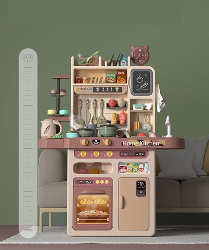 Serena & Jewel Kit - Kitchen Playset Pretend Food - Toy Accessories Set w/Real Sounds & Light, Play Sink, Cooking Stove with Efflunent,88 PCS for Toddlers Kids , Girls & Boys（3-10 Years） (Blue)