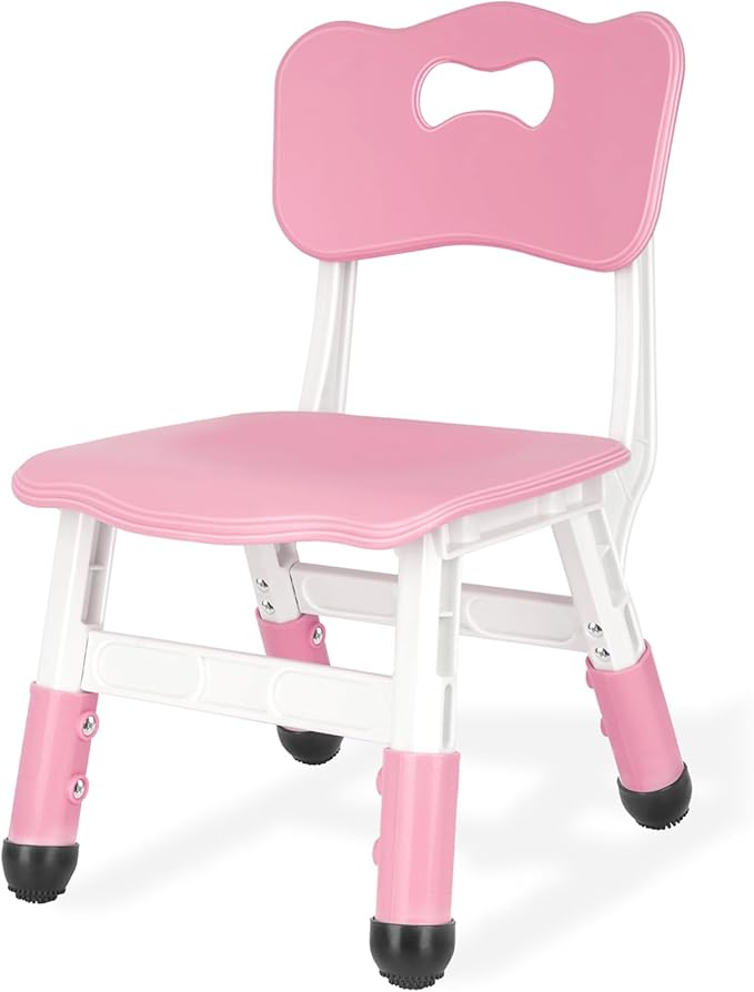 Kids Chair Height Adjustable Toddler Chair Max Load 220LBS Plastic Indoor Outdoor Chair for Children Age 1-6 School Home Daycare Use Pink