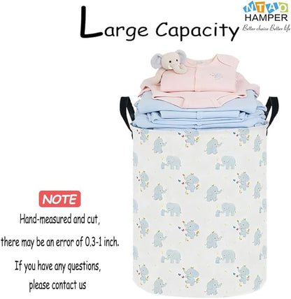 NTAOHAMPER Joyful Baby Elephant Laundry Hamper,Laundry Basket,Baby Nursery Hamper,Waterproof Storage Bin,Clothes Organizer Basket,Room Decor(Joyful Baby Elephant）