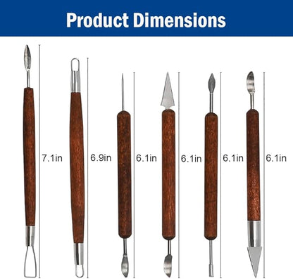 Clay Tools Sculpting for Polymer Air Dry Modeling Clay Beginners & Professionals Ideal for DIY Pottery & Ceramics Tools Double-Sided Polymer Carving Tools Kit (6)