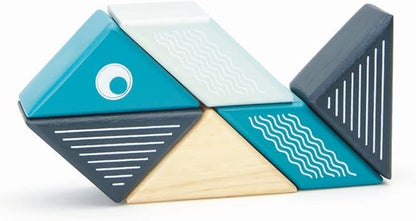 6 Piece Tegu Travel Pal Magnetic Wooden Block Set, Whale