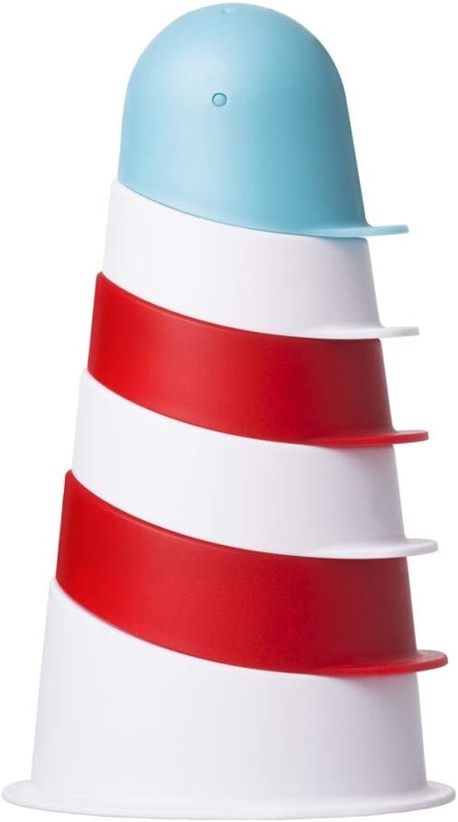 Ubbi Lighthouse Stacking Cups Bath Toys, Includes 6 Cups, Toddler Bathtub Toys, Dishwasher Safe Toddler Toys