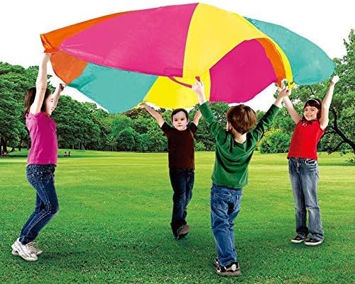 SPINFOX Multicolored Parachute - 6FT, 10FT, 20FT with Handles for Kids Indoor Outdoor Play