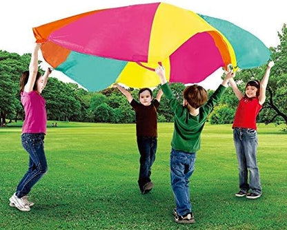 SPINFOX Multicolored Parachute - 6FT, 10FT, 20FT with Handles for Kids Indoor Outdoor Play