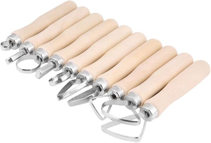 Akozon Pottery Tools Clay Sculpture Tool Set JR2-10/ 10Pcs DIY Wax Carving Pottery Shapers Tools Clay Sculpting Tools Set Accessories