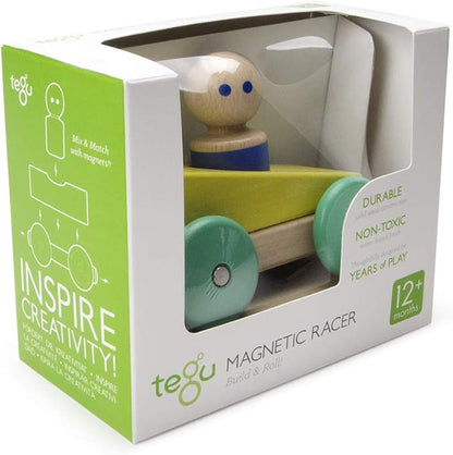 3 Piece Tegu Magnetic Racer Building Block Set, Yellow Big Top