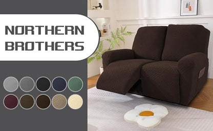 NORTHERN BROTHERS Recliner Loveseat Covers - Recliner Sofa Covers 2 Seater Loveseat Covers for Reclining Loveseat Recliner Cover, Dark Brown