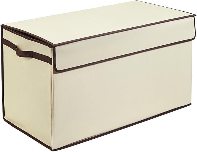 Great Useful Stuff G.U.S. Large Collapsible Toy Box | Toy Organizers, Storage bin, basket with Lid | Sturdy 600D Polyester Toy Chest | Durable, Storage Box for Kids’ Playroom | 30"x16"x16" (Ivory)