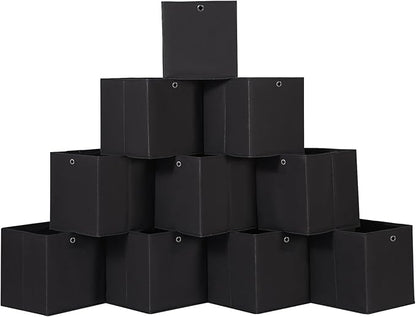 Foldable Storage Cubes Bins ,11 Inch Cloth Storage Cube Fabric Storage Box Cubes Organizer Baskets with Handles for Home Organizer Set of 10 (Black)