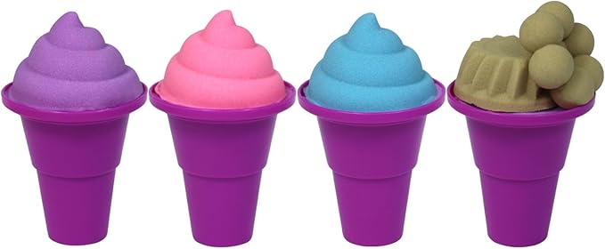 FYZ Brothers Play Sand Kit, Ice Cream Sand Toys, 3lbs Beige Sand, 25Pcs Sandbox Sand Kit Beach Toys for Girls Boys - Kitchen Molds Tools Toys