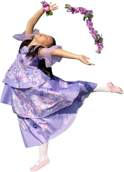 Kids Mirabel Cosplay Costume Girls Isabela Magical Princess Dresses Halloween Party Dress Up Suit