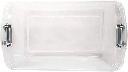 HOMZ 2-Pack Secure Latch, Clear Plastic Storage Organizer Bins, 64 Quart, Gray Latches - Stackable Container Boxes for Bedroom, Bathroom, Garage, and Office Organization