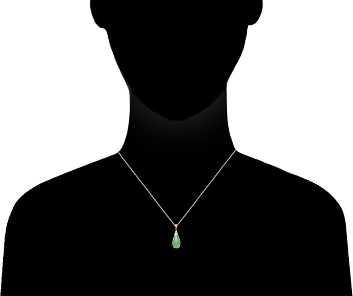 Natural Jade Necklace Pendant in 10K Gold