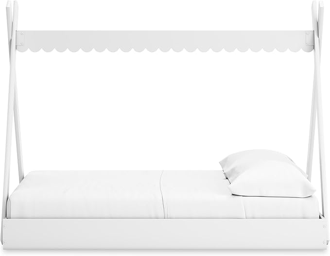 Signature Design by Ashley Hallityn Casual Youth/Toddler Floor Full Tent Bed, No Box Spring Needed, White