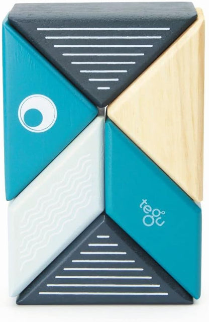 6 Piece Tegu Travel Pal Magnetic Wooden Block Set, Whale