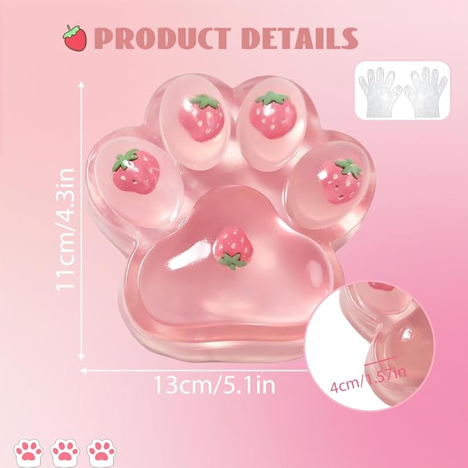 Large Cat Paw Taba Squishy Big Squeeze Toys 5-inch Strawberry Pink Cute Fufu Squishy Sensory Stress Relief Fidget Toys for Party Favors Sensory Anxiety Toys for Adults (Strawberry)