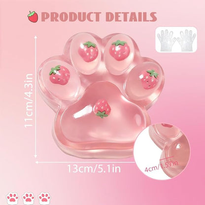 Large Cat Paw Taba Squishy Big Squeeze Toys 5-inch Strawberry Pink Cute Fufu Squishy Sensory Stress Relief Fidget Toys for Party Favors Sensory Anxiety Toys for Adults (Strawberry)