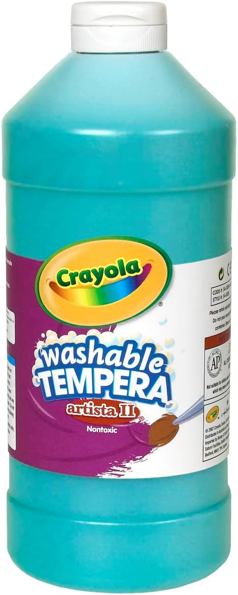 Crayola Washable Tempera Paint For Kids, Turquoise Paint, Classroom Supplies, Non Toxic, 32 Oz Squeeze Bottle
