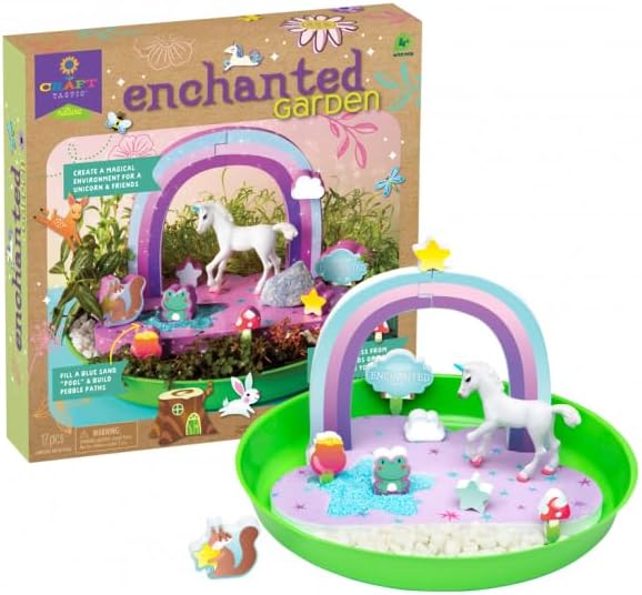 Craft-tastic Enchanted Garden - DIY Nature Craft Kit - Outdoor and Indoor - Grow and Play - Comes with Unicorn, Seeds, and Garden Decorations - Ages 4+ with Help