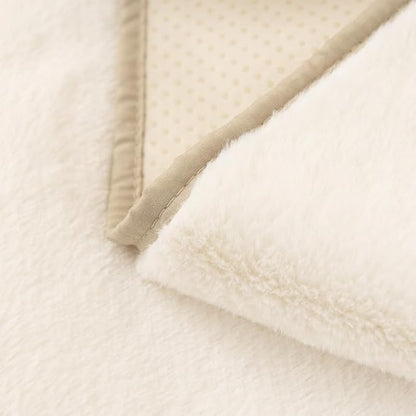 RBSC Home Waterproof Faux Fur Recliner Covers - Ivory Antislip Recliner Chair Slipcover Faux Rabbit Plush Furniture Protector with Elastic Straps for Kids, Dogs, Pets