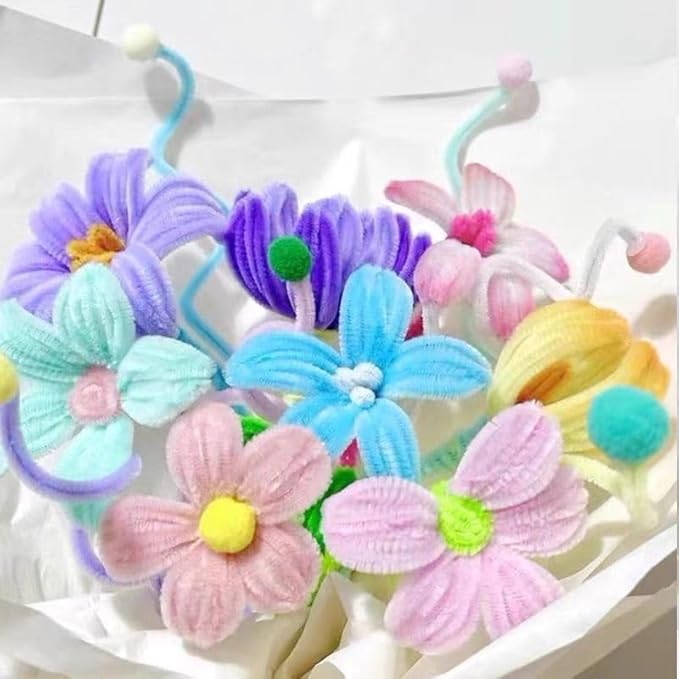 Pipe Cleaners Bulk Pastel,300 Pcs Thick Pipe Cleaner Crafts Supplies 7 Assortment Macaron Color Chenille Stems for Arts and Craft Projects Creative DIY Decorations(Candy color-300pcs)