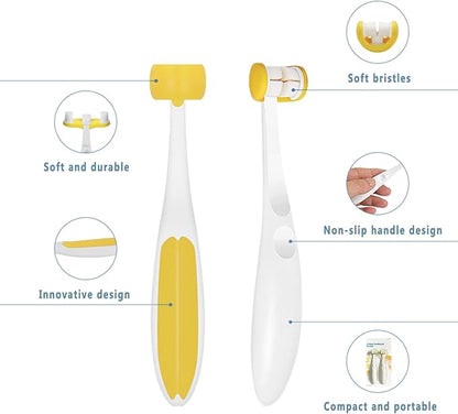 2 Pcs 3 Sides Toddler Toothbrush, Soft Bristle for Kids, Sensitive Gums Oral Care, 2 Years and Above