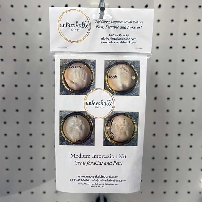 Unbreakable Bond Impression Kit, Self-Curing Keepsake Molds with Gold Display Tin, Two-Part Molding Putty, No Baking Required (Medium)