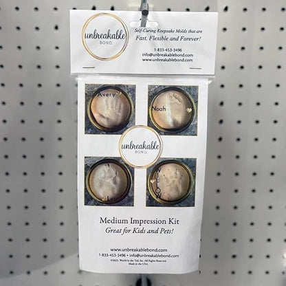 Unbreakable Bond Impression Kit, Self-Curing Keepsake Molds with Gold Display Tin, Two-Part Molding Putty, No Baking Required (Medium)