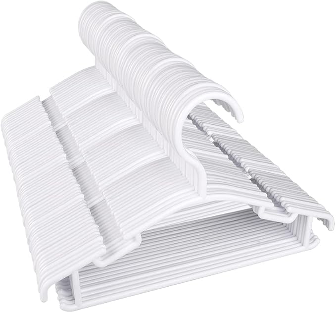 GoodtoU Kids Hangers 100 Pack Baby Hangers for Closet Toddler Hangers Plastic White Childrens Hangers Small Hangers 10.24inch