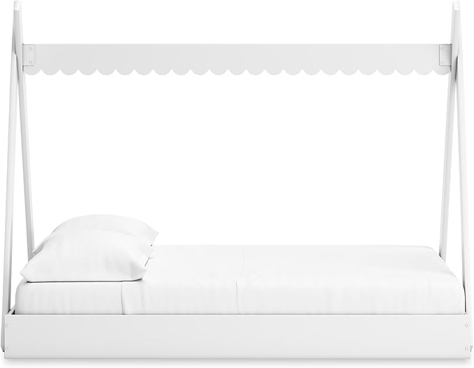 Signature Design by Ashley Hallityn Casual Youth/Toddler Floor Full Tent Bed, No Box Spring Needed, White
