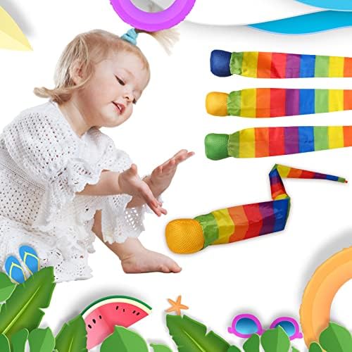 Chalyna Throw and Catch Ball, Rainbow Tail Foam Ball Sports Comet Balls Soft Colorful Play Playground Toys Bulk for Indoor Outdoor Kids Adults School Training Gift, 23.62 Inch Long