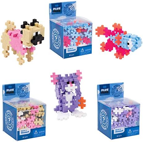 PLUS PLUS Set of 9 Mystery Makers, Stem Building Toy, Party Favor Gifts, Interlocking Mini 3D Puzzle Blocks for Kids - Pets, Animals, Fantasy