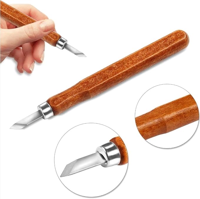 Wood Carving Tools Set, 12 PCS SK2 Carbon Steel Carving Chisels Knife Kit with Detail Wood Carving Knife, Hand Carving Tool for Beginners Kids Adult Soapstone Pumpkin Carpenter Experts DIY Sculpture